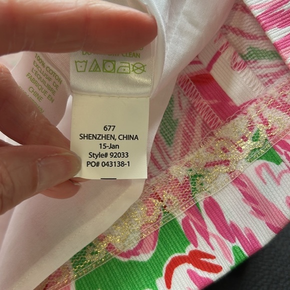 Lilly Pulitzer Alexa Shift Dress Flamingo Pink Green White Lace Cruise Sz 2 - Picture 11 of 13